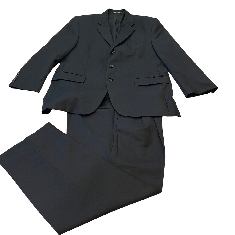 Lauren Ralph Lauren Mens 2 Piece Suit 44R Black 100% Wool Classic Formal